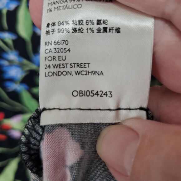 Maeve Anthropologie Jacquin Peasant Blouse Floral Tie-Neck Blouson Sleeve Size M - Picture 9 of 9